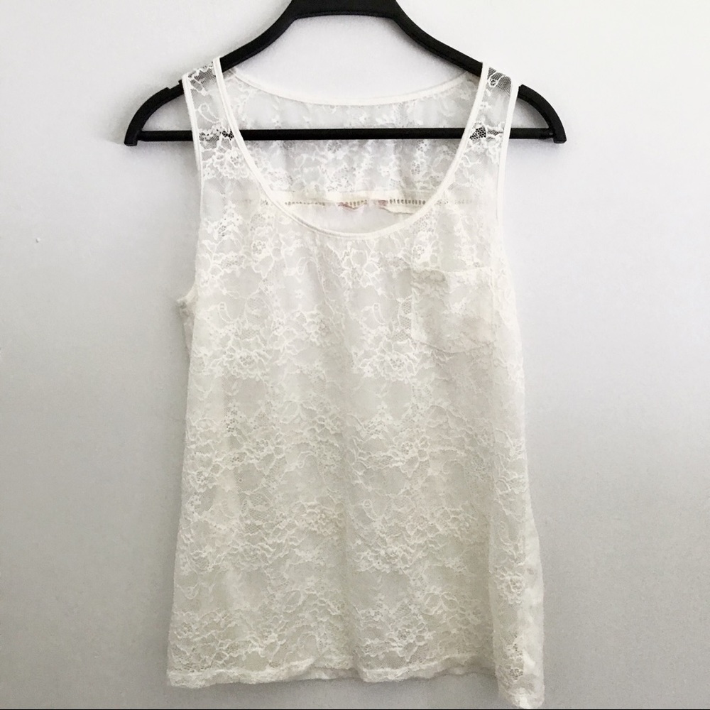 Cute White lace Tank Top